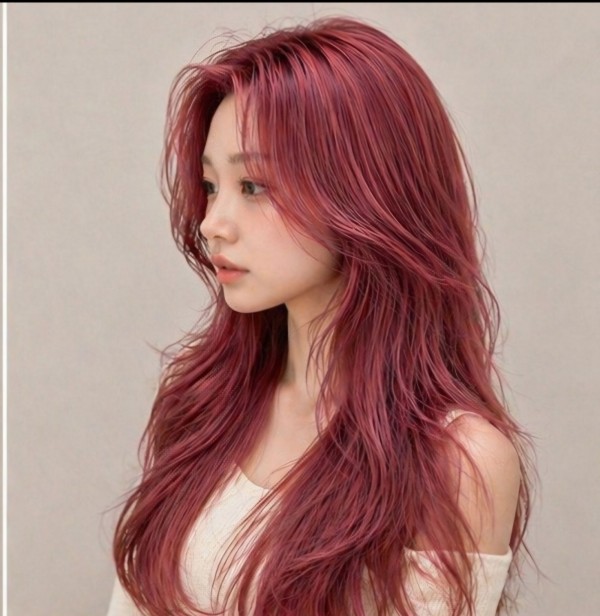 탈색머리스타일   레드핑크컬러 발레아쥬2
