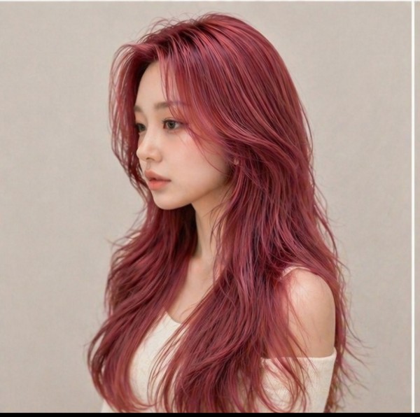 탈색머리스타일   레드핑크컬러 발레아쥬3