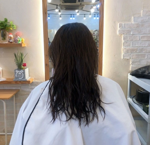 미디움 길이 레이어드컷과 레이어드 c컬펌8