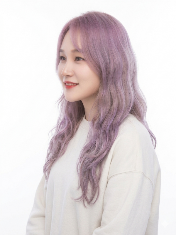 성신여대 미용실 핑크바이올렛 염색 시술후 좌측면