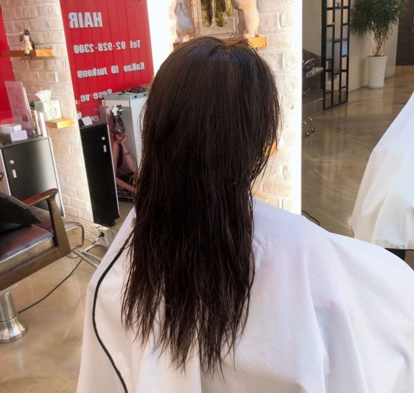 레이어드컷 레드브라운 컬러염색8