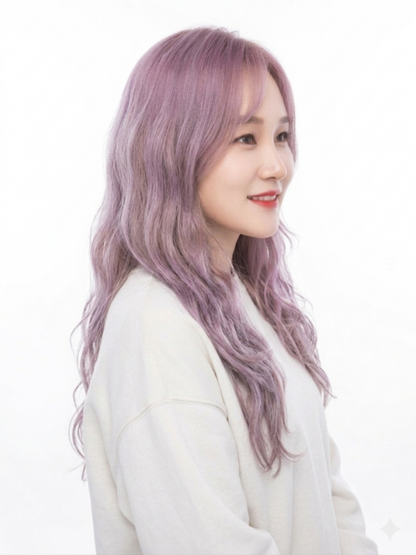 성신여대 미용실 핑크바이올렛 염색 시술후 우측면