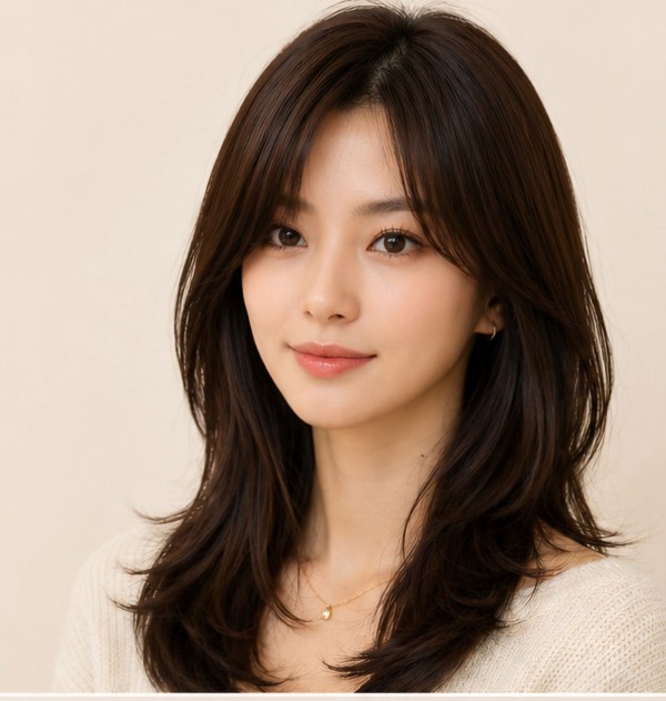 미디움 길이 레이어드컷과 레이어드 c컬펌1