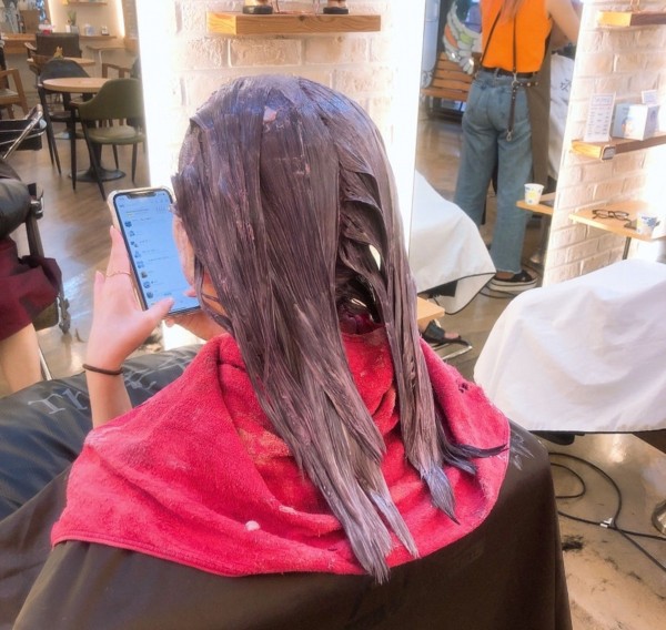 레이어드컷 레드브라운 컬러염색6