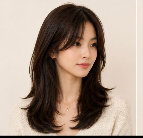 미디움 길이 레이어드컷과 레이어드 c컬펌2