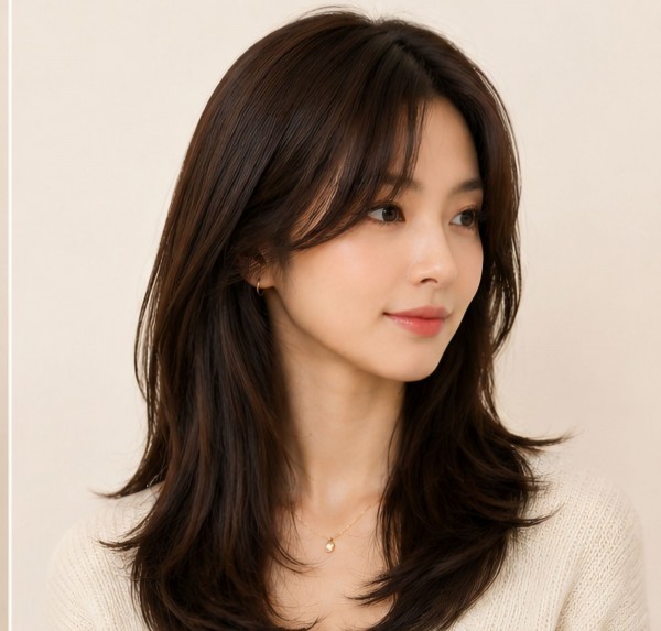 미디움 길이 레이어드컷과 레이어드 c컬펌3