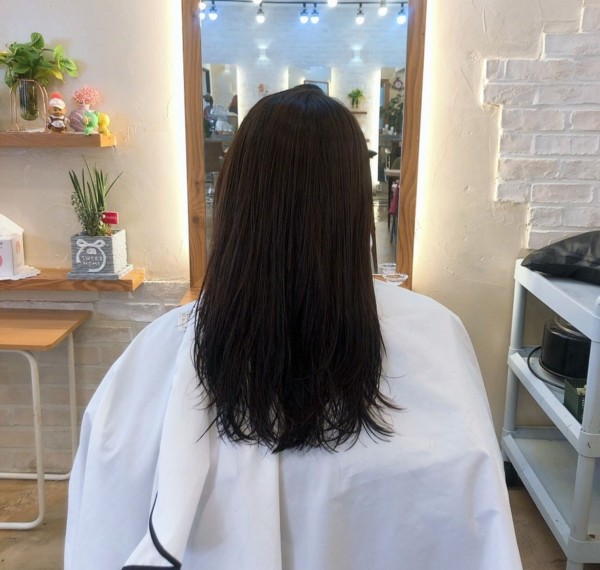 미디움 길이 레이어드컷과 레이어드 c컬펌9