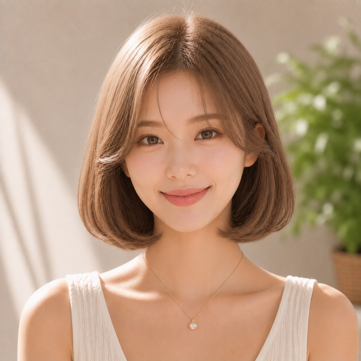 여자 단발 C컬펌 밀크티 베이지 염색 작전동 미용실 살롱드 루체에서