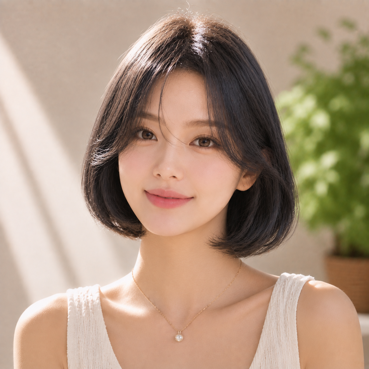 여자 단발 C컬펌 블루 블랙 염색 작전동 미용실 살롱드 루체에서