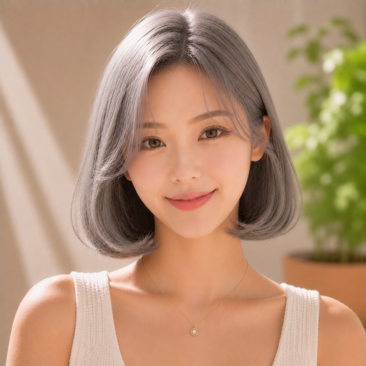 여자 단발 C컬펌 실버 그레이 염색 작전동 미용실 살롱드 루체에서