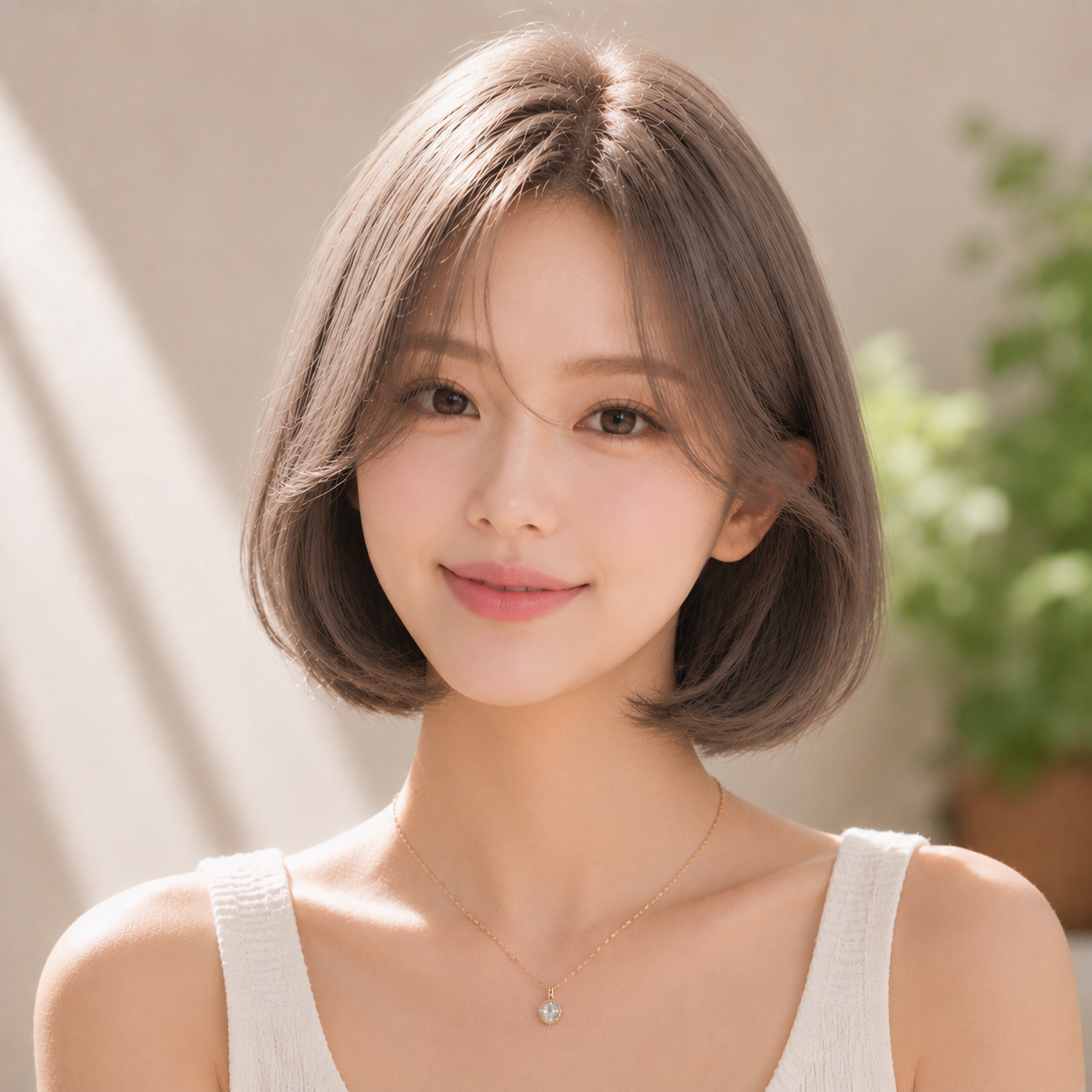 여자 단발 C컬펌 애쉬 베이지 염색 작전동 미용실 살롱드 루체에서