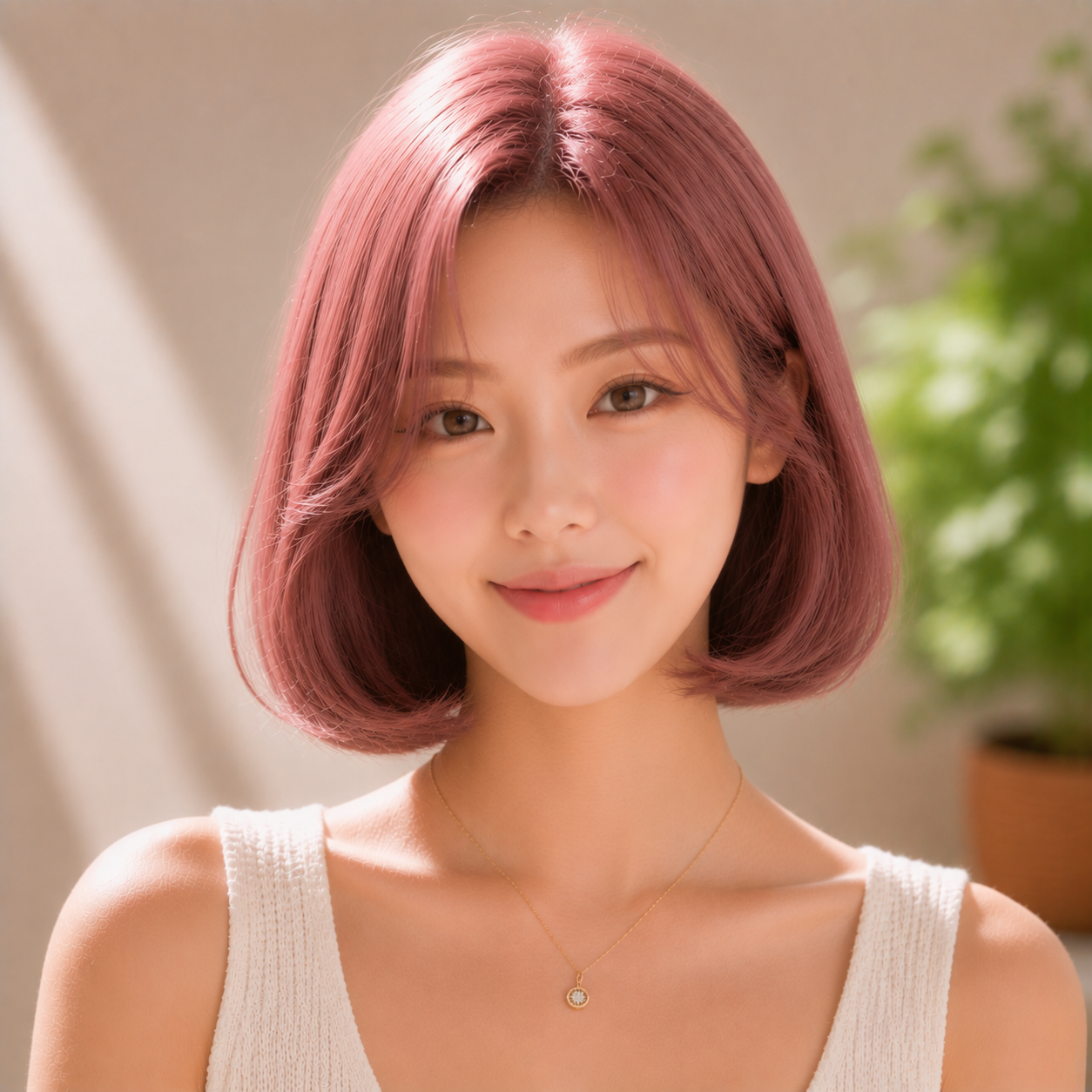 여자 단발 C컬펌 체리 핑크 염색 작전동 미용실 살롱드 루체에서