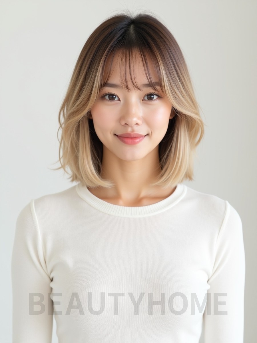 브라운 블론드 쇼트크롭