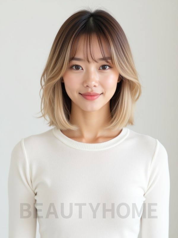 브라운 블론드 쇼트크롭