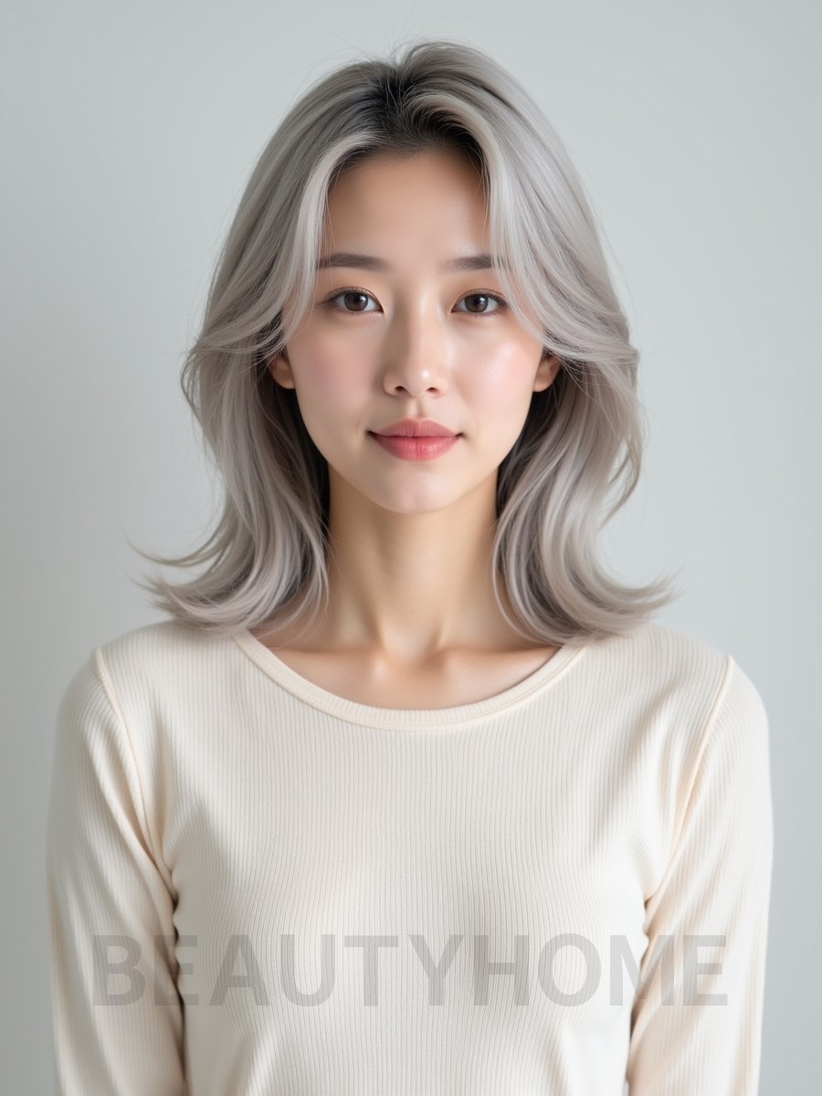플래티넘 실버 레이어드컷