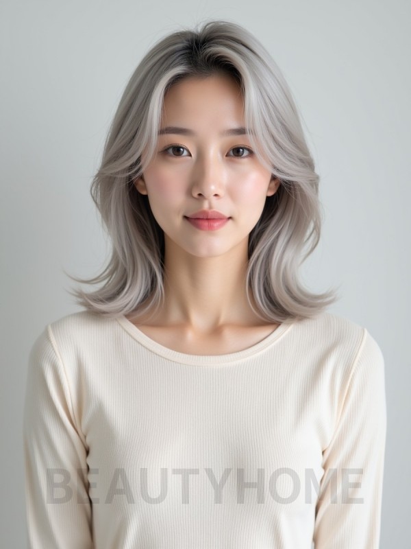플래티넘 실버 레이어드컷
