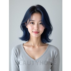 네이비블루 레이어드컷