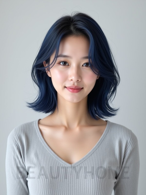 네이비블루 레이어드컷