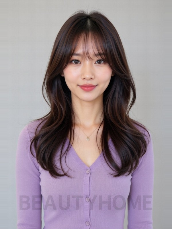 시스루뱅 레이어드 초코브라운
