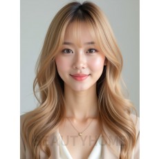 골든 블론드 사선 뱅