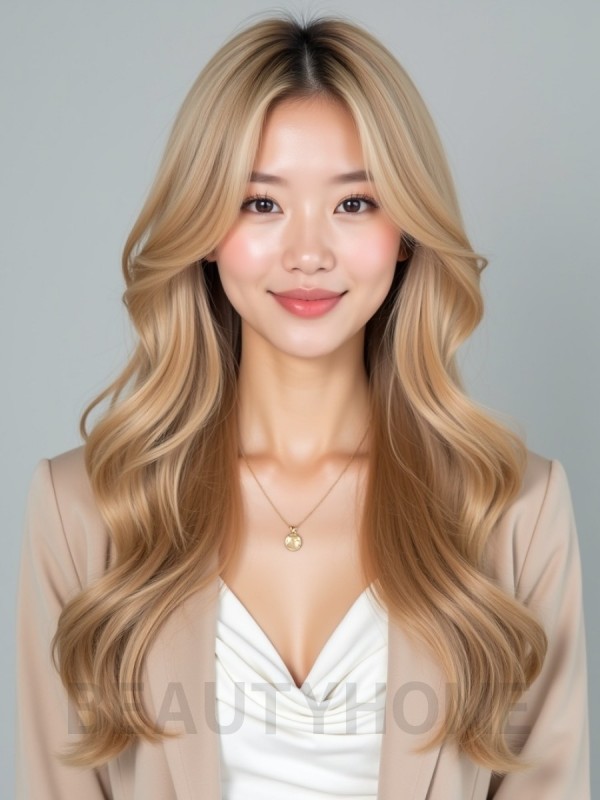 골든 블론드 롱 히피펌