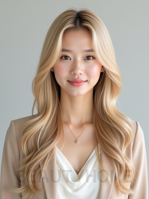 골든 블론드 긴 비치웨이브