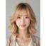 골든 블론드 귀밑 웨이브 단발+사이드뱅
