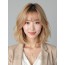 골든 블론드 턱선 텍스처 단발+커튼뱅