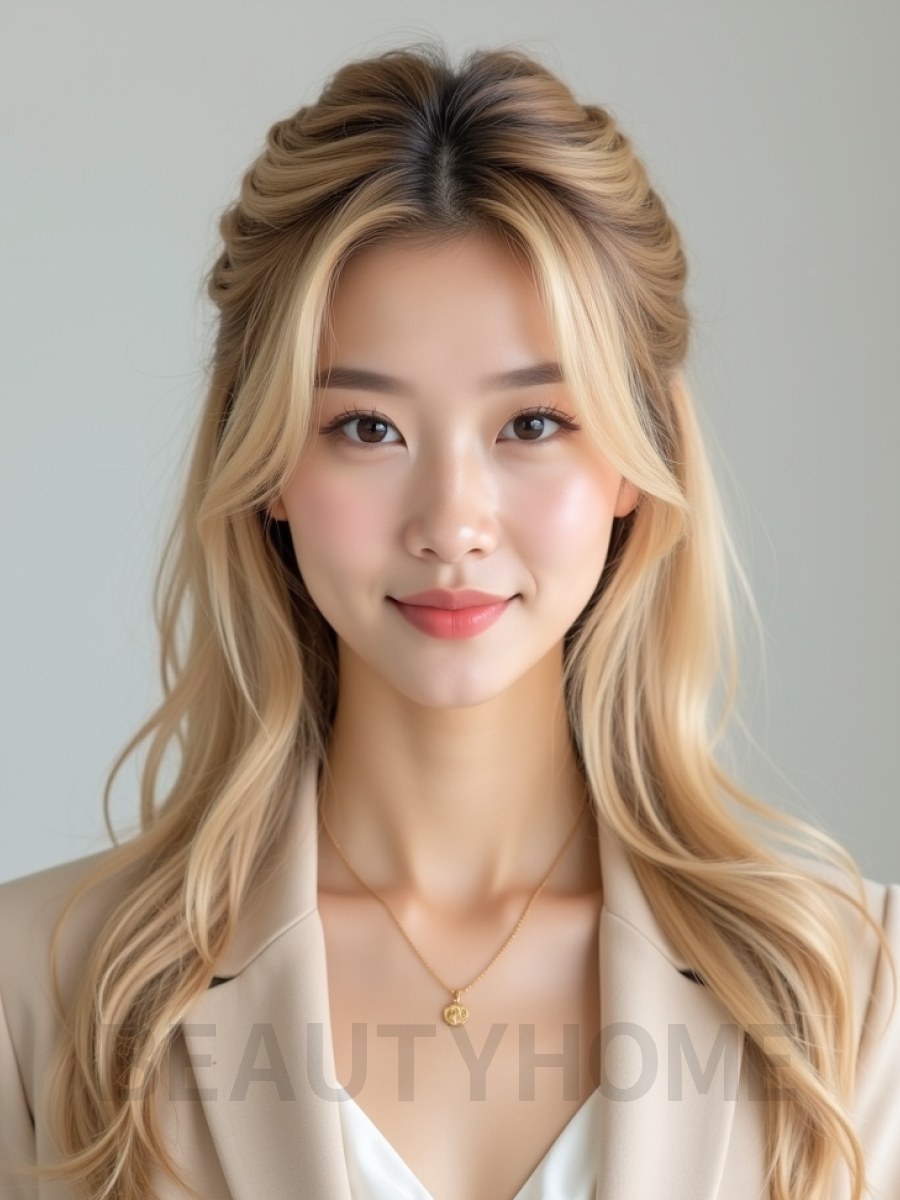 골든 블론드 반묶음+브레이드