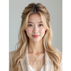 골든 블론드 반묶음+브레이드