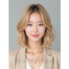 골든 블론드 비치웨이브 단발