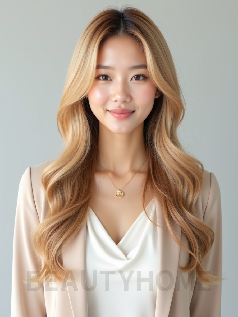 골든 블론드 긴 블로우웨이브