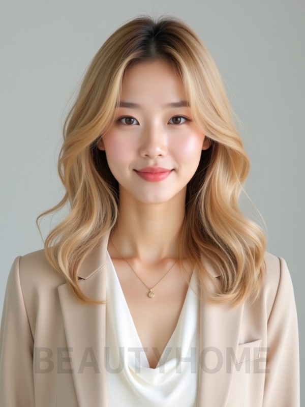 골든 블론드 쇄골 웨이브