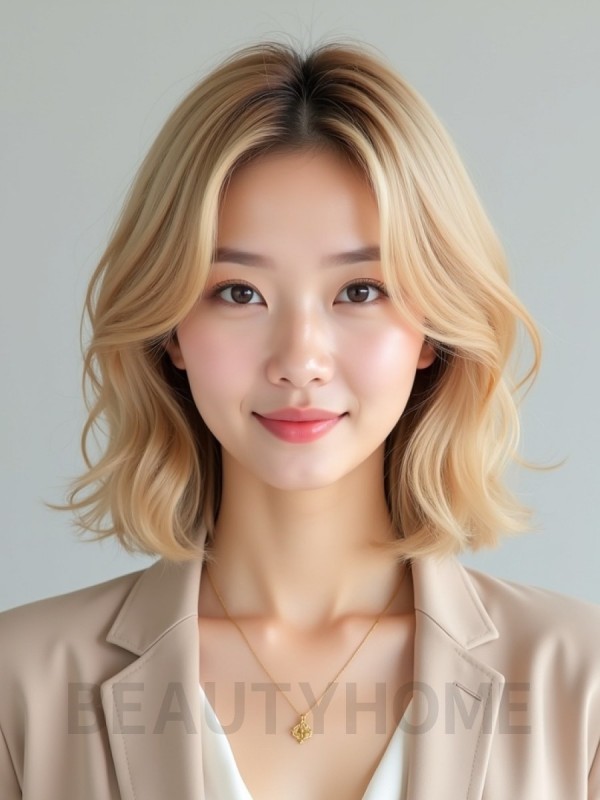 골든 블론드 귀밑 단발