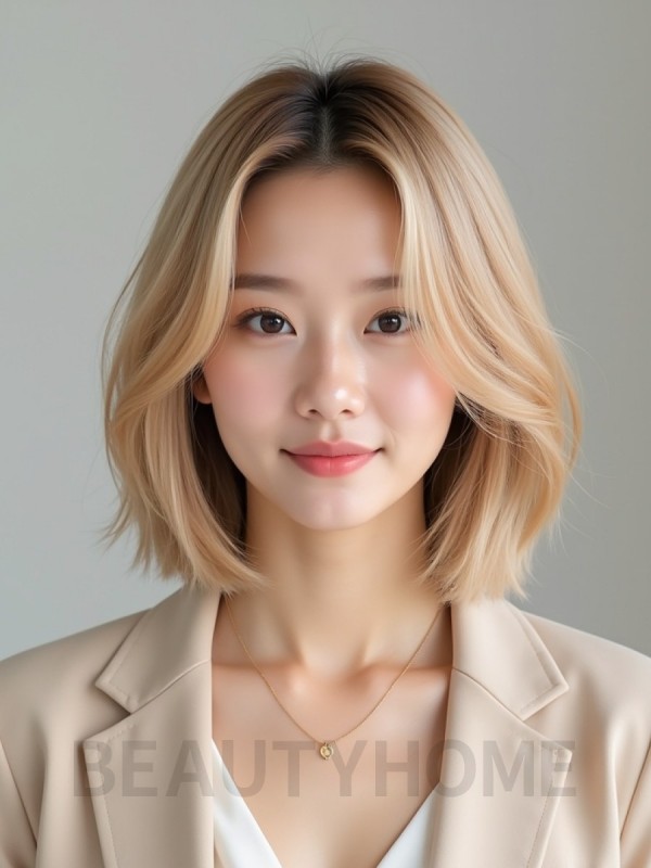 골든 블론드 숏 라운드 레이어