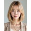 골든 블론드 턱선 스트레이트 단발+시스루뱅
