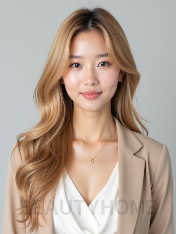 골든 블론드 긴 레이어드