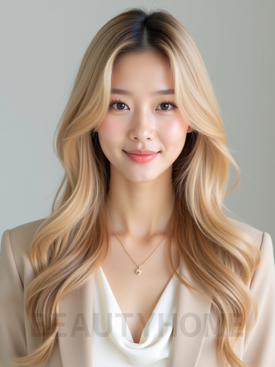 골든 블론드 긴 페더 레이어