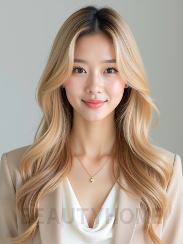 골든 블론드 긴 페더 레이어
