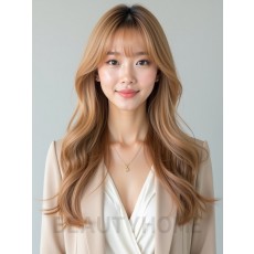 골든 블론드 긴머리+풀뱅