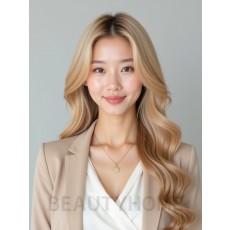 골든 블론드 긴 세팅펌