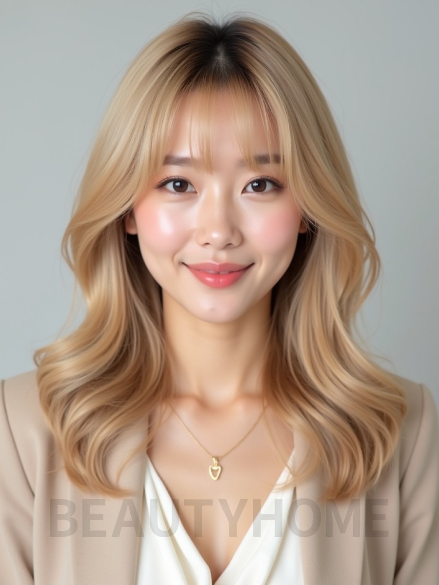 골든 블론드 가운데 뱅