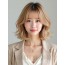골든 블론드 턱선 컬 단발+뱅
