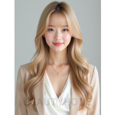 골든 블론드 긴머리+시스루뱅