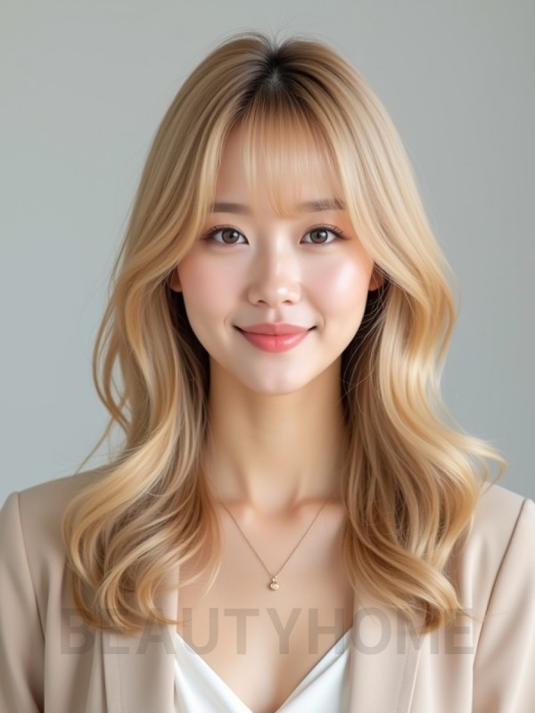 골든 블론드 미디엄+커튼뱅
