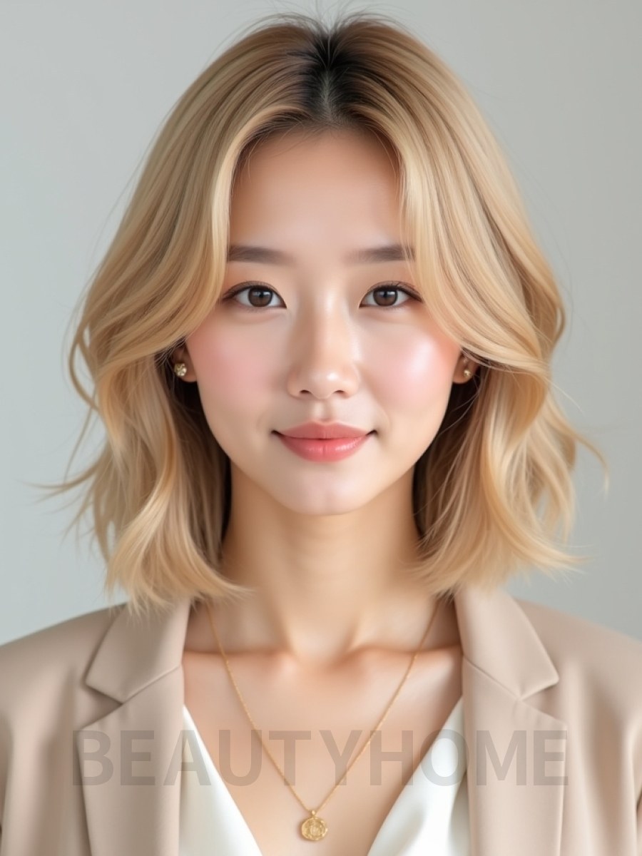 골든 블론드 레이어드 단발