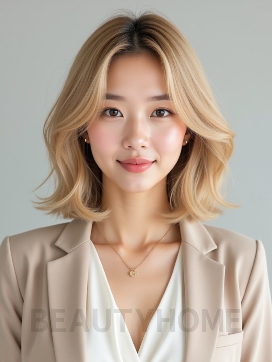 골든 블론드 틸트 단발