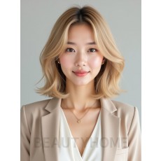 골든 블론드 틸트 단발
