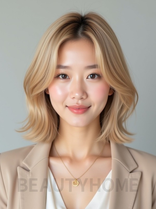 골든 블론드 턱선 블런트 단발