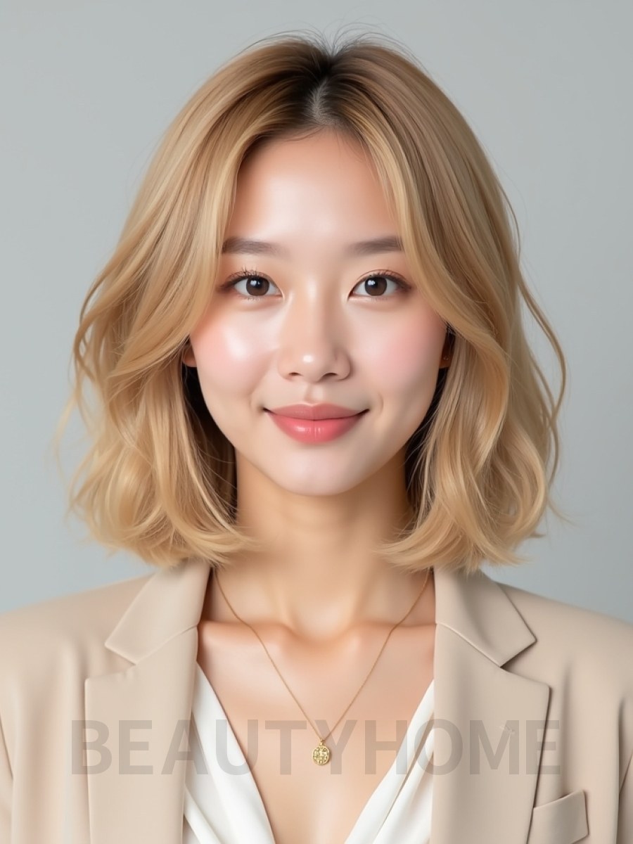 골든 블론드 라운드 단발